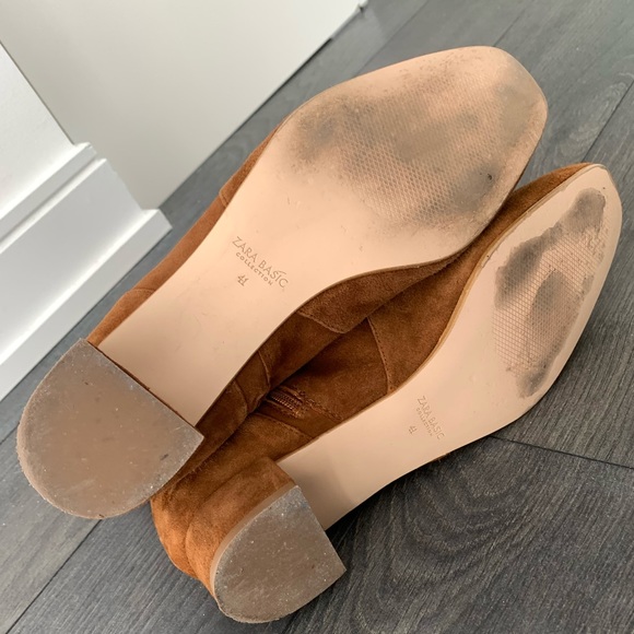 SOLD!!🎄SPECIAL $35 free shipping🎄ZARA Brown Suede Leather Lace Booties Sz41/(10) - Picture 4 of 6